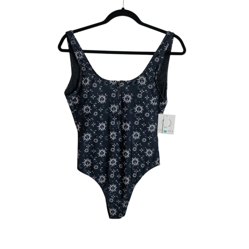 Cyn & Luca Celestial Sun Moon Star One Piece Swimsuit Black White ACLJ1311KR M